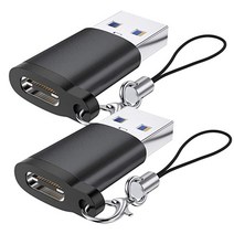 pines C타입 to USB A 3.0 고리형 변환 OTG 젠더 2p, 블랙, 35mm
