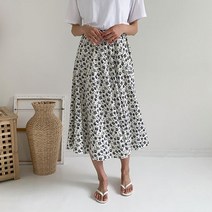 헤이쥬 잔꽃무늬 A라인 플레어 롱스커트