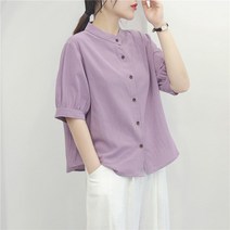 여성용 블랙101 라카페트 차이나카라 반팔 셔츠 CH-2318410