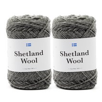 브랜드얀 다루마 셰틀랜드 울 뜨개실, 그레이, 2개
