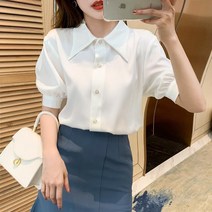 몬드스팟 여성용 반팔 면접 비서 블라우스 MO59