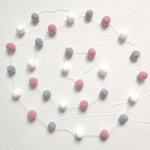 셀레네 마카롱 폼폼 가랜드 one size, 그레이 핑크, 2개