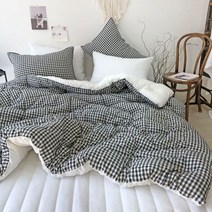 누블 깅엄 체크 광목 사계절 차렵이불 세트