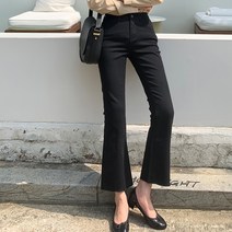 플레이팝 여성용 허리속밴딩 부츠컷 면스판 팬츠