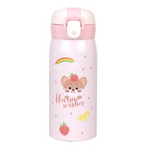 키즈 애니멀 원터치 보온보냉병, 핑크 햄스터, 350ml