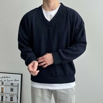 맨타임 OVM 데일리 컬러풀 브이넥 니트 맨투맨