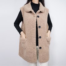여성용 빅사이즈 카라 포켓 단추 조끼