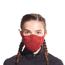 인콘트로 멜란지 입체 오픈형 방한 와이어 골프 마스크, 레드