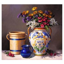 케이엠엘리 3D 사각 보석십자수 DIY 40 x 30 cm, 꽃과 물병, 1개