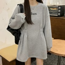 썬 원피스형 허리 고무줄 임산부 맨투맨 긴팔