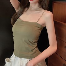 마켓에이 여성용 R 일체형 캡 이너 끈 나시 롱기장