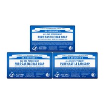 닥터브로너스 페퍼민트 퓨어 캐스틸 바 솝, 140g, 3개