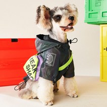 MING 강아지 고양이 샤이닝 후드 바람막이, 블랙