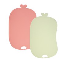 이놀 TPU 이유식 안심 도마 2종 세트, 핑크로즈, 아보카도