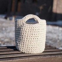 슬로우모먼츠 트윈 바스켓백 뜨개질 DIY 패키지, 1세트, 크림믹스