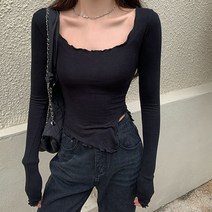 모네타 여성용 크롭슬릿 슬림 상의