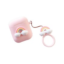 에어팟 1 / 2세대 데코 파스텔 실리콘 케이스, 무지개