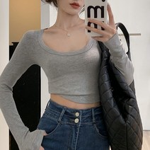 루나걸 여성용 보네타 U넥 슬림핏 티셔츠
