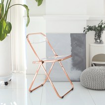 도노 플리아 투명 접이식 폴딩 인테리어 골드 의자, 로즈골드, 1개