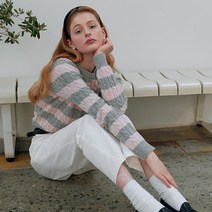 로라로라 여성용 WOOL STRIPE ROUND NECK KNIT