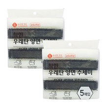 롯데이라이프 착한 우레탄 양면 수세미, 5개입, 2개