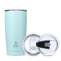 캐리보틀 스탠다드 스테인레스 보온보냉 텀블러 + 플립 빨대 뚜껑, 민트, 600ml