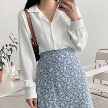 에이와비 여성용 오픈카라 블라우스