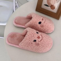 에이원 스마일 뽀글이 털 거실 슬리퍼, 핑크, 1개