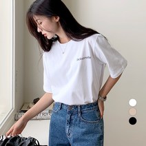 보에리에 여성용 잭슨빌 레터링 라운드넥 반팔 티셔츠