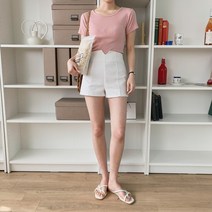 여성용 구핏핌 V 절개 베이직 숏 팬츠 cppt11826k33