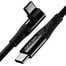 빅쏘 100W L자형 단선방지 USB C TO C타입 PD PPS 게이밍 90도 나일론 고속 충전 케이블, 1.2m, 블랙