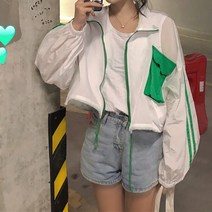 따봉오빠 여성용 크롭 컬러 얇은 바람막이 JNH1205
