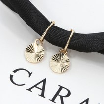 ANNACARATT 여성용 14k 골드 라운드샤인컷 원터치 귀찌링 + 쇼핑백