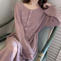 아이엠몽 여성용 브이넥 롱 니트 리페르 원피스