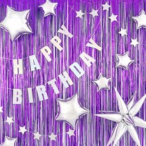 파티팡 펄퍼플커튼 스타파티 홀로그램 생일파티 장식세트, 혼합색상, 1세트