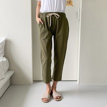 헤이진 여성용 데일리 밴딩 린넨 바지