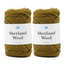 브랜드얀 다루마 셰틀랜드 울 뜨개실, 겨자, 2개