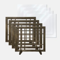 알뜨리 원목 테이블 가림막 파티션 + 투명지 세트 4p, 월넛(파티션)