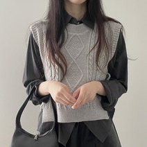 여성용 다이아 옆리본 니트조끼
