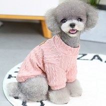 반려동물 하트 지그재그 뜨개질 스웨터, 핑크