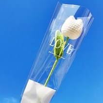인테리어 기념일 니트 튤립 조화, 화이트