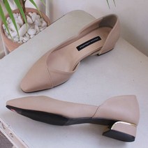 르본디 여성용 스틸레토 낮은굽 금장 단화 수제화 3cm