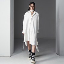 테크플레이버 남성용 오버사이즈 언밸런스 레이어드 스트랩 롱 셔츠 TS0002-1