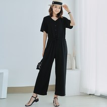 쿨쿠 여성용 린넨 와이드 점프수트