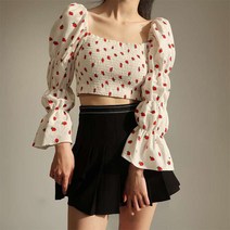 여성용 블랙101 스트로베리 스퀘어넥 블라우스 CH-2316216