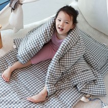 화모 유아용 클레식체크 차렵 이불, 그레이