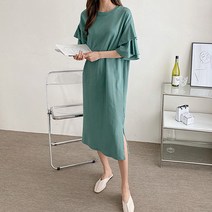 티탁 여성용 2단 프릴 소매 원피스