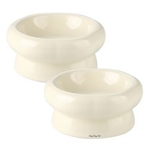 딩동펫 반려동물 조약돌 세라믹 식기 딥보울, 화이트, 2개