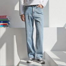 제타21 남성용 캣브러시 워싱 세미 와이드 데님 팬츠