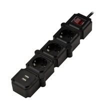 테트리스 고용량 디자인 절전 멀티탭 3구 USB 블랙 + 블랙, 50cm, 1개